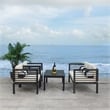 Safavieh Alda 4 Piece Wood and Fabric Set in Black / Beige