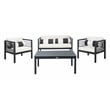 Safavieh Alda 4 Piece Wood and Fabric Set in Black / Beige