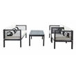 Safavieh Alda 4 Piece Wood and Fabric Set in Black / Beige
