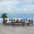 Safavieh Alda 4 Piece Wood and Fabric Set in Black / Beige