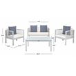 Safavieh Alda 4 Piece Wood and Fabric Set in Gray / Beige / Navy