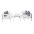 Safavieh Alda 4 Piece Wood and Fabric Set in Gray / Beige / Navy