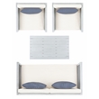 Safavieh Alda 4 Piece Wood and Fabric Set in Gray / Beige / Navy