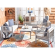 Safavieh Alda 4 Piece Wood and Fabric Set in Gray / Beige / Navy