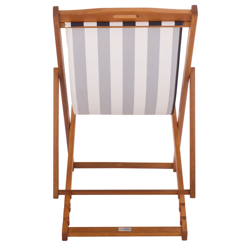 Safavieh Loren Wood Sling Chair in Natural / Navy