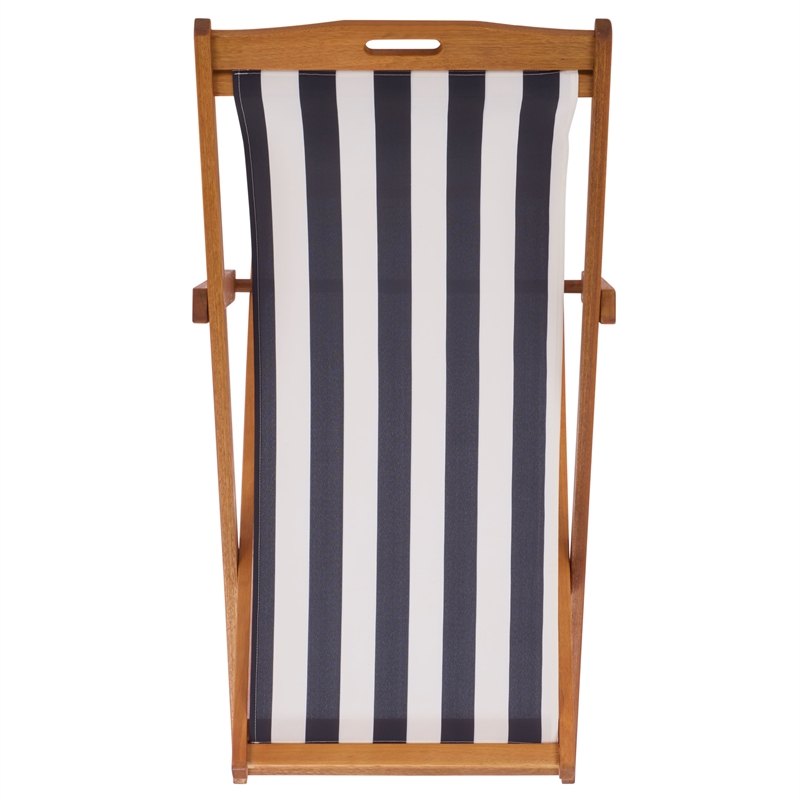 Safavieh Loren Wood Sling Chair in Natural / Navy
