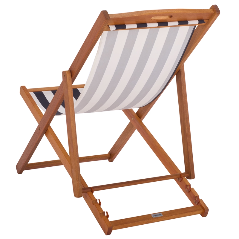 Safavieh Loren Wood Sling Chair in Natural / Navy