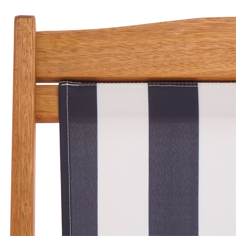 Safavieh Loren Wood Sling Chair in Natural / Navy