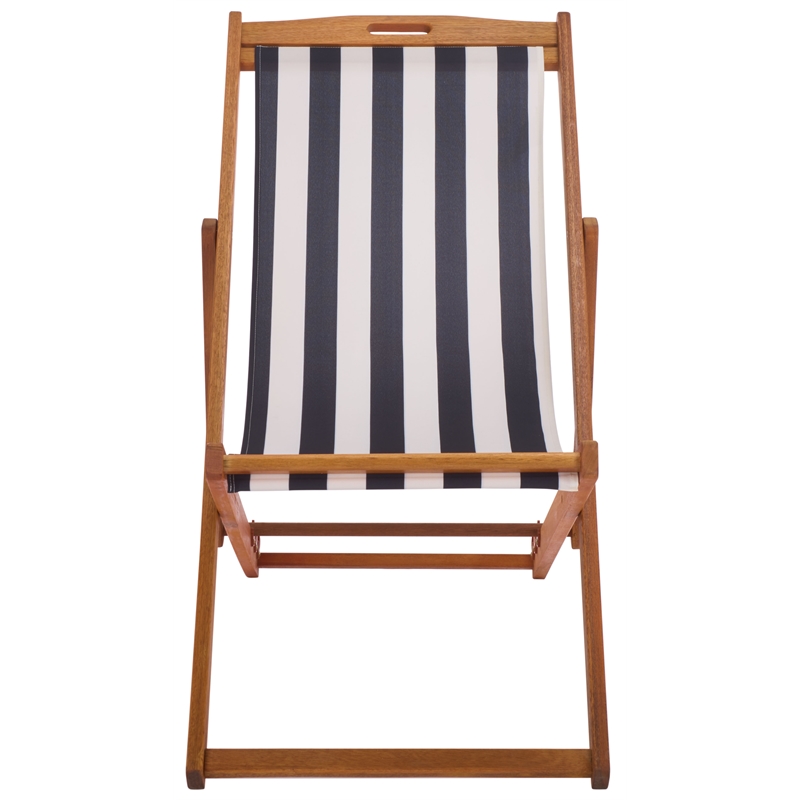 Safavieh Loren Wood Sling Chair in Natural / Navy