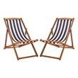 Safavieh Loren Wood Sling Chair in Natural / Navy
