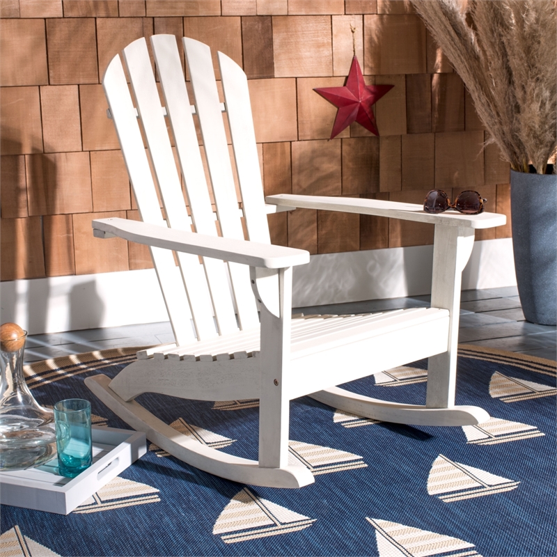 Safavieh Brizio Wood Adirondack Rocking Chair in White