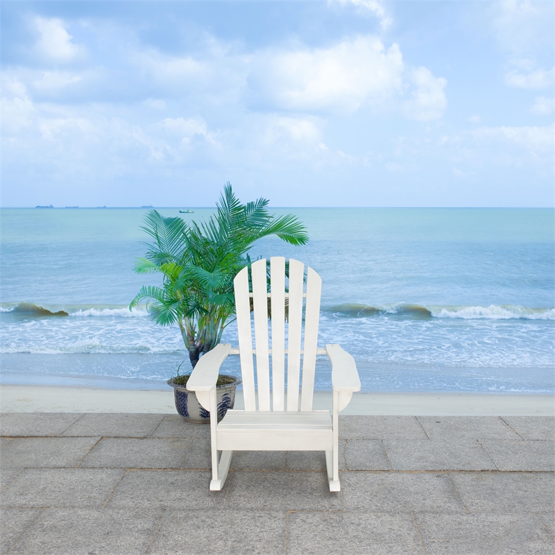 Safavieh Brizio Wood Adirondack Rocking Chair in White