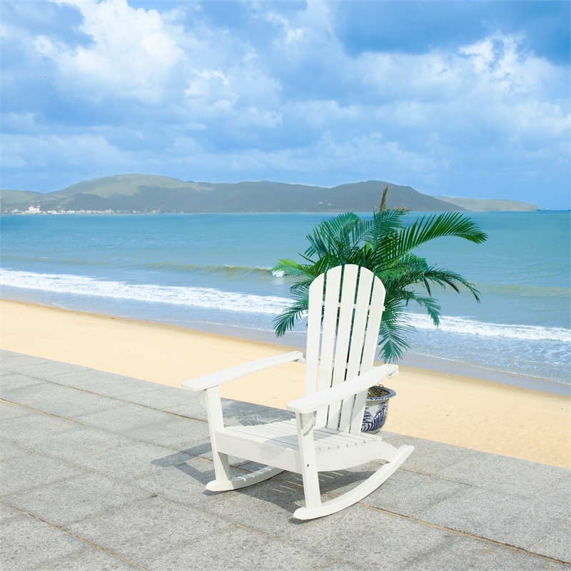 Safavieh Brizio Wood Adirondack Rocking Chair in White