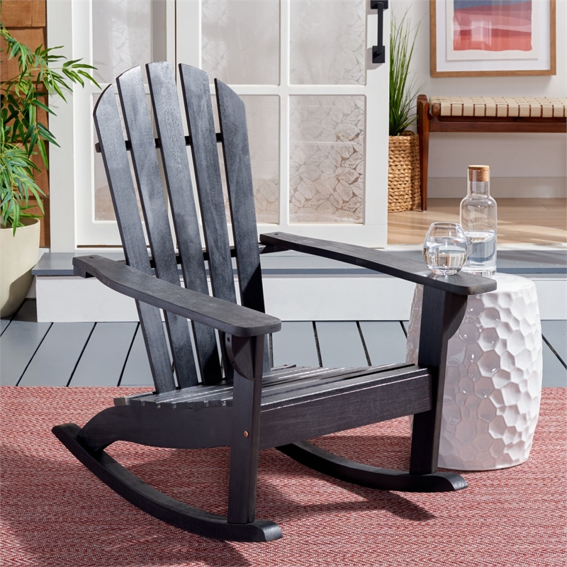 Safavieh Brizio Wood Adirondack Rocking Chair in Black