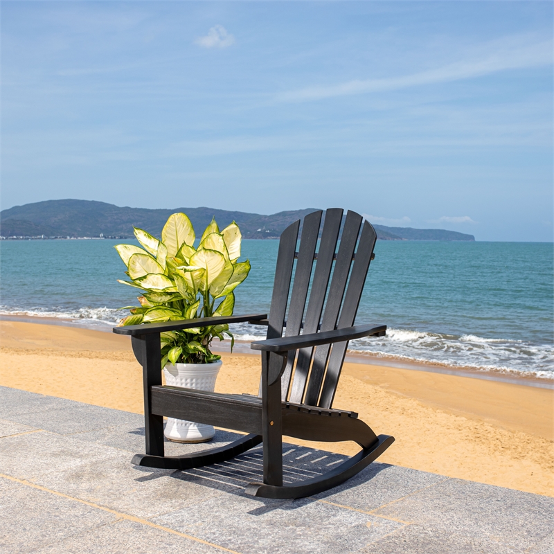 Safavieh Brizio Wood Adirondack Rocking Chair in Black