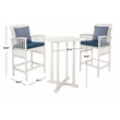 Safavieh Pate 3 Pc Bar Height Wood Bistro Set in White / Navy