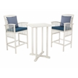 Safavieh Pate 3 Pc Bar Height Wood Bistro Set in White / Navy