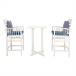 Safavieh Pate 3 Pc Bar Height Wood Bistro Set in White / Navy