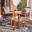 Safavieh Pate 3 Pc Bar Height Wood Bistro Set in Natural / Navy
