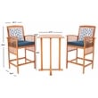 Safavieh Pate 3 Pc Bar Height Wood Bistro Set in Natural / Navy