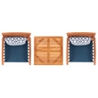 Safavieh Pate 3 Pc Bar Height Wood Bistro Set in Natural / Navy