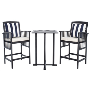 Safavieh Pate 3 Pc Bar Height Bistro Wood Set in Black / Beige