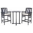 Safavieh Pate 3 Pc Bar Height Bistro Wood Set in Black / Beige