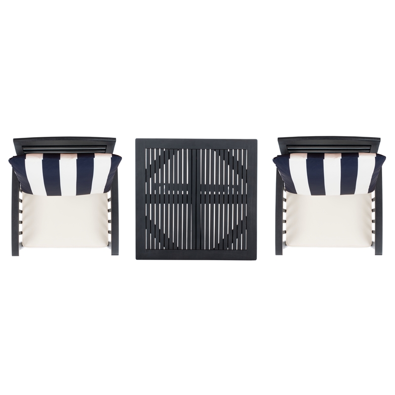 Safavieh Pate 3 Pc Bar Height Bistro Wood Set in Black / Beige
