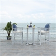 Safavieh Pate 3 Pc Bar Height Wood Bistro Set in Gray / Beige / Navy