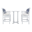 Safavieh Pate 3 Pc Bar Height Wood Bistro Set in Gray / Beige / Navy