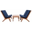 Safavieh Chaston 4 Pc Wood Living Set in Natural / Navy