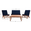 Safavieh Chaston 4 Pc Wood Living Set in Natural / Navy