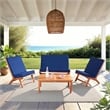 Safavieh Chaston 4 Pc Wood Living Set in Natural / Navy