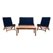 Safavieh Chaston 4 Pc Wood Living Set in Natural / Navy