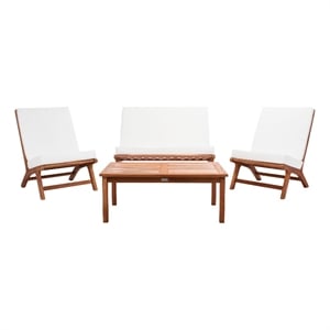 Safavieh Chaston 4 Pc Wood Living Set in Natural / Beige