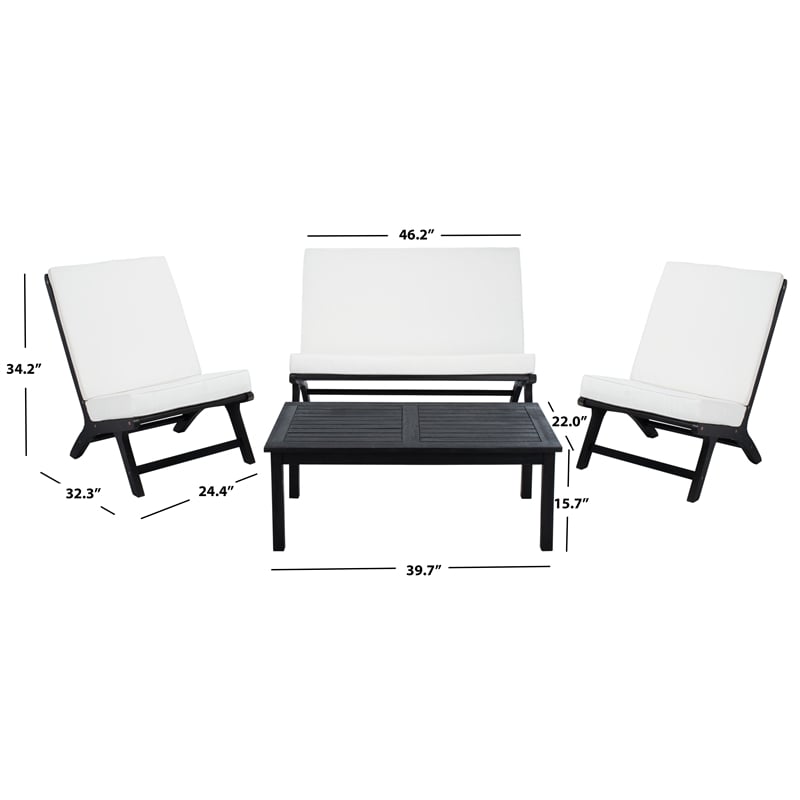 Safavieh Chaston 4 Pc Wood Living Set in Black / Beige
