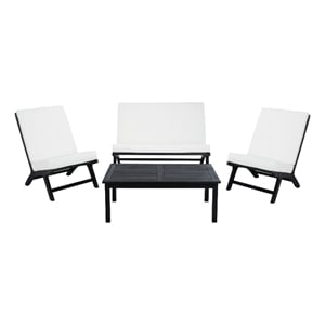Safavieh Chaston 4 Pc Wood Living Set in Black / Beige