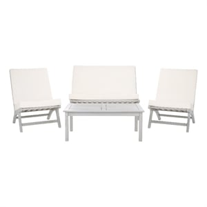 Safavieh Chaston 4 Pc Wood Living Set in Gray / Beige