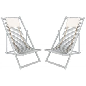Safavieh Rendi Relax Wood Chairs with Pillow in Gray / Beige