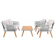 Safavieh Raldin Rope and Wood 4 Pc Living Set in Light Gray / Gray