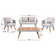 Safavieh Raldin Rope and Wood 4 Pc Living Set in Light Gray / Gray
