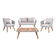 Safavieh Raldin Rope and Wood 4 Pc Living Set in Light Gray / Gray