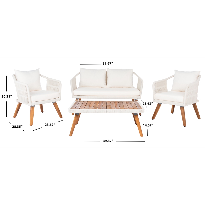 Safavieh Raldin Rope and Wood 4 Pc Living Set in Beige