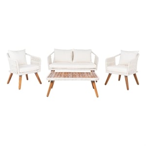 Safavieh Raldin Rope and Wood 4 Pc Living Set in Beige