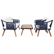 Safavieh Raldin Rope and Wood 4 Pc Living Set in Navy / Beige