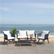 Safavieh Raldin Rope and Wood 4 Pc Living Set in Navy / Beige
