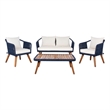Safavieh Raldin Rope and Wood 4 Pc Living Set in Navy / Beige