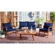 Safavieh Deacon 4 Pc Wood Living Set in Natural / Navy
