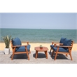 Safavieh Deacon 4 Pc Wood Living Set in Natural / Navy