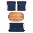 Safavieh Deacon 4 Pc Wood Living Set in Natural / Navy